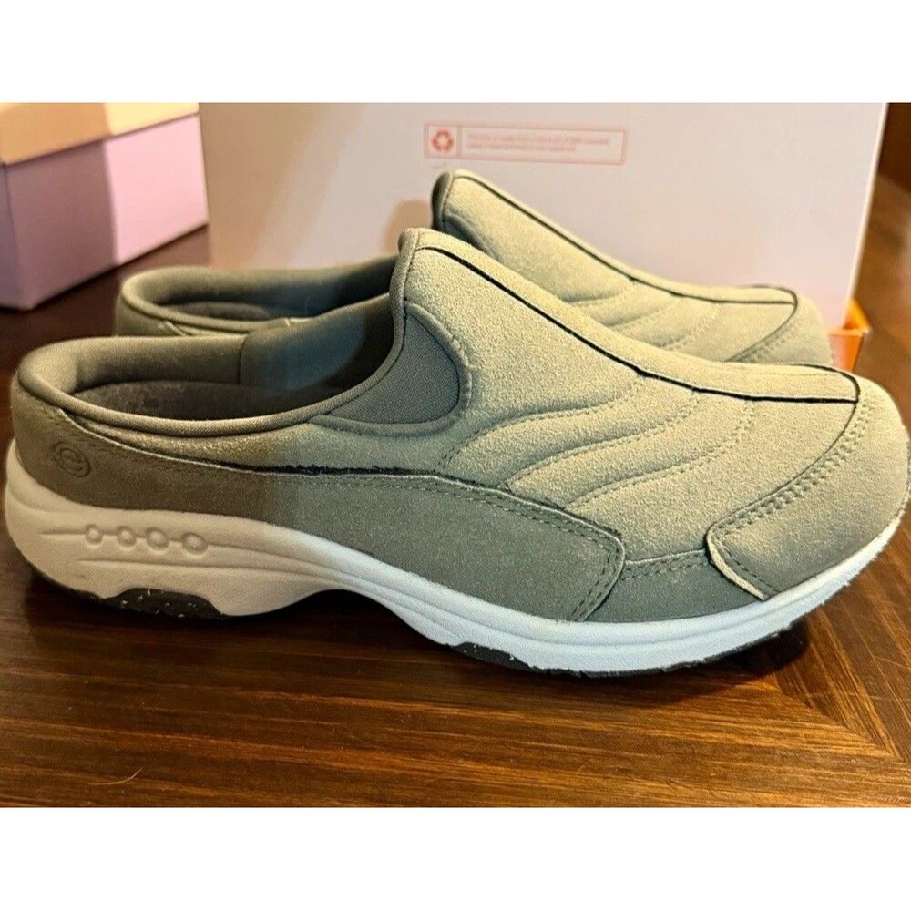 Easy Spirit Traveltime Women's olive green Suede Slip-On Comfort Shoes 7W Wide
